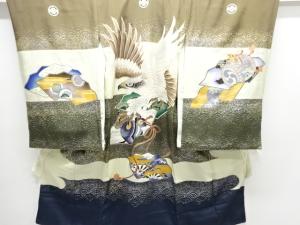 鷹模様紋付男児着物(内袖・長襦袢付き)